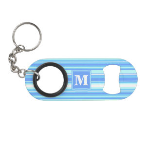 Porte-clé Décapsuleur Monogramme ciel bandes bleues