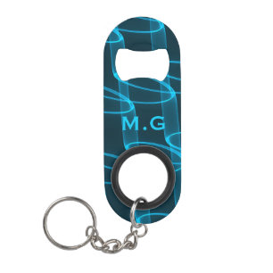 Porte-clé Décapsuleur Monogramme cool Lumineuse Motif Vague Bleue