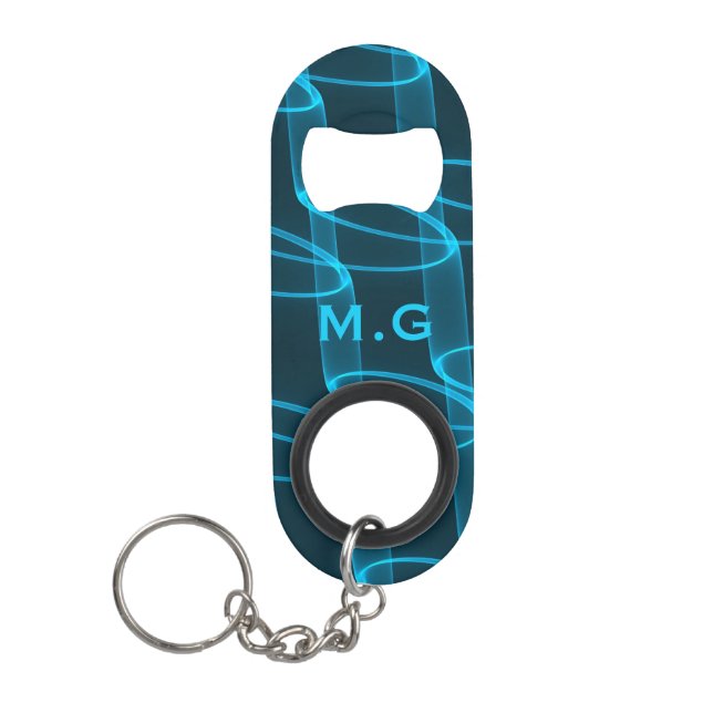 Porte-clé Décapsuleur Monogramme cool Lumineuse Motif Vague Bleue (Devant)