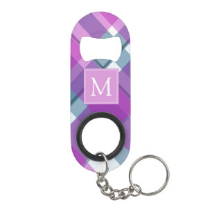 Porte-clé Décapsuleur Monogramme de Tartan violet