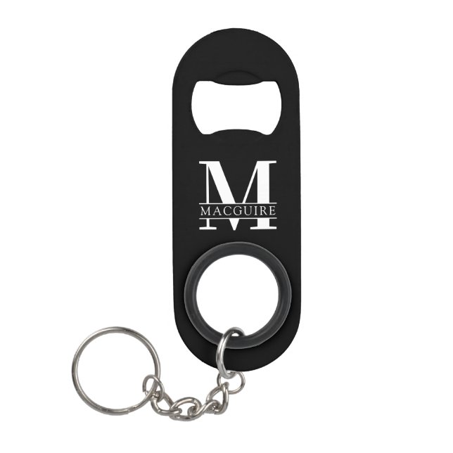 Porte-clé Décapsuleur Monogramme gras minimal avec nom (Devant)