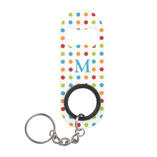Porte-clé Décapsuleur Monogramme Pois multicolore (Devant)