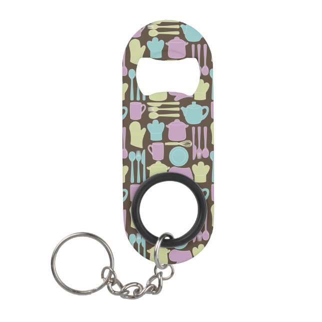 Porte-clé Décapsuleur Motif 2 d'ustensiles de cuisine (Devant)