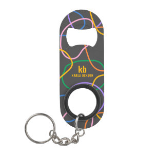 Porte-clé Décapsuleur Motif Abstrait coloré Wavy Lines