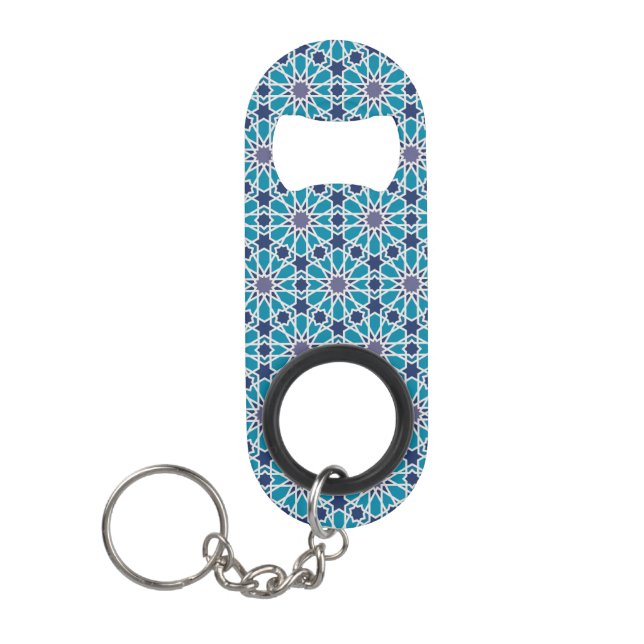 Porte-clé Décapsuleur Motif abstrait dans bleu et gris (Devant)