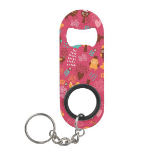 Porte-clé Décapsuleur Motif avec les oiseaux et les chats mignons
