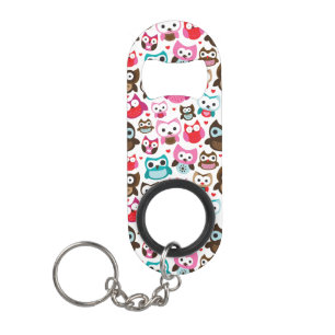 Porte-clé Décapsuleur motif coloré de hibou
