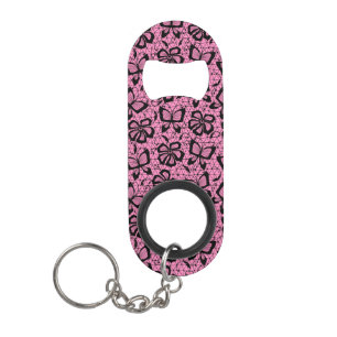 Porte-clé Décapsuleur motif de dentelle avec des papillons