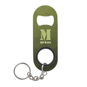 Porte-clé Décapsuleur Motif de maillage géométrique d'olive verte de l'a