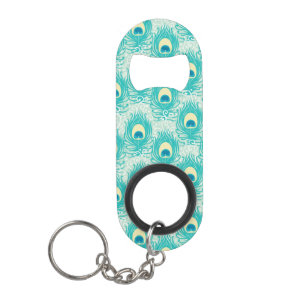 Porte-clé Décapsuleur Motif de plumes de paon