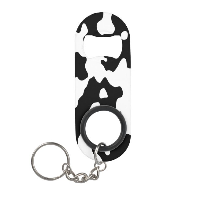 Porte-clé Décapsuleur Motif de vache noir et blanc (Devant)