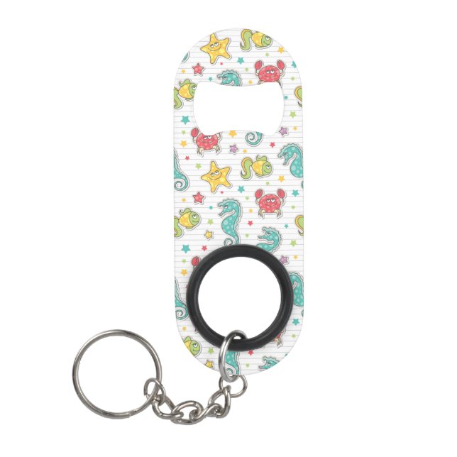 Porte-clé Décapsuleur motif des créatures de mer (Devant)