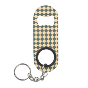Porte-clé Décapsuleur Motif diamant à carreaux jaune vert