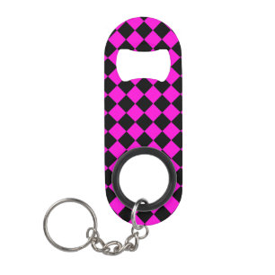 Porte-clé Décapsuleur Motif diamant à carreaux rose noir