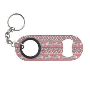 Porte-clé Décapsuleur Motif ethnique rose d'éléphant