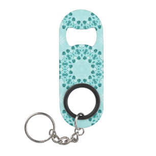 Porte-clé Décapsuleur Motif floral, bleu Turquoise