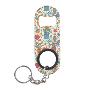 Porte-clé Décapsuleur Motif floral de bande dessinée avec les oiseaux 2