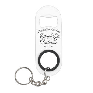 Porte-clé Décapsuleur Nom du couple de mariés Texte Noir