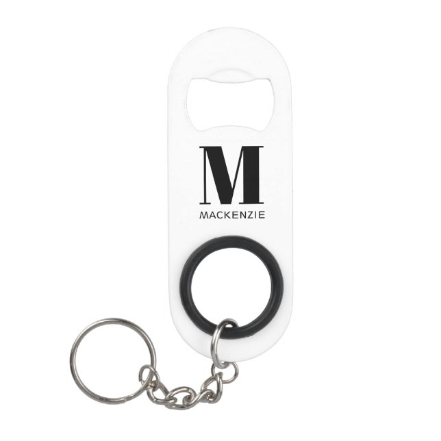 Porte-clé Décapsuleur Nom du monogramme simple (Devant)