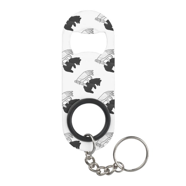 Porte-clé Décapsuleur Petit ours Ours Silhouette Main (Dos)