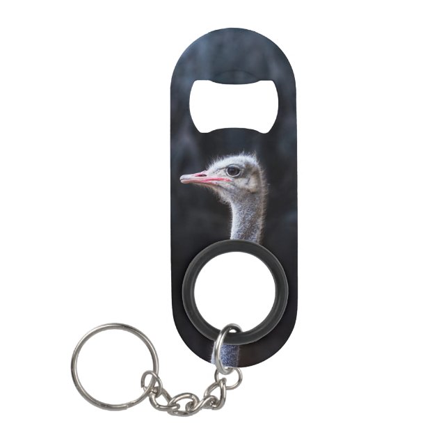 Porte-clé Décapsuleur portrait d'autruche (Devant)
