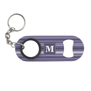 Porte-clé Décapsuleur Rayures monogramme violet bruyère