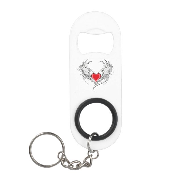 Porte-clé Décapsuleur Red Angel Coeur avec ailes (Devant)