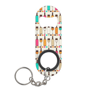 Porte-clé Décapsuleur Rétros bouteilles et verres de vin