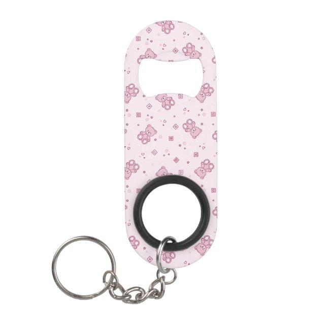 Porte-clé Décapsuleur Rose d'arrière - plan de nounours (Devant)