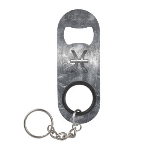 Porte-clé Décapsuleur Symbole de zodiaque Pisces en acier grunge