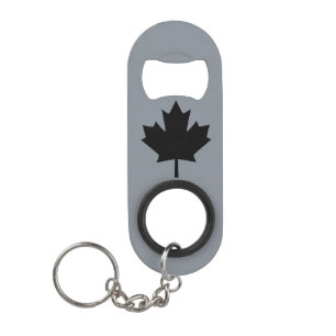 Porte-clé Décapsuleur Symbole noir canadien de feuille d'érable
