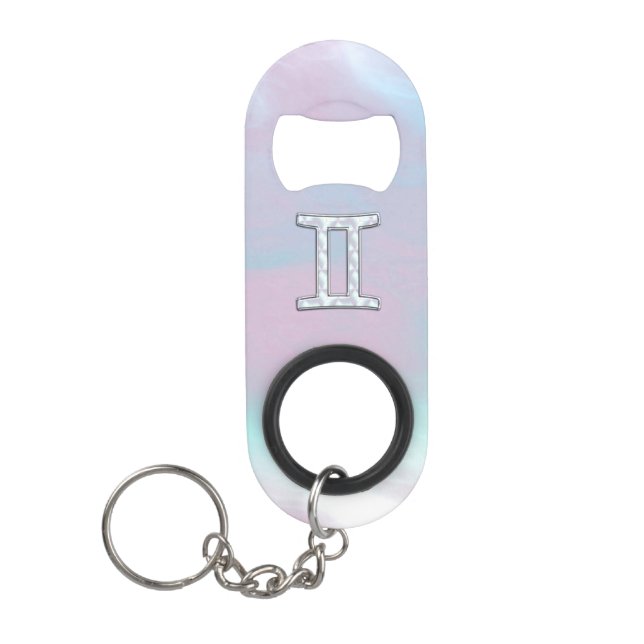 Porte-clé Décapsuleur Symbole zodiaque Gemini de style perle (Devant)