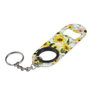 Porte-clé Décapsuleur Tournesol d'aquarelle 7