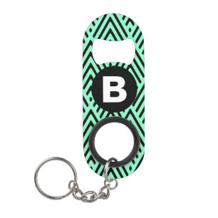 Porte-clé Décapsuleur Vert menthe tendance motif chevron monogramme