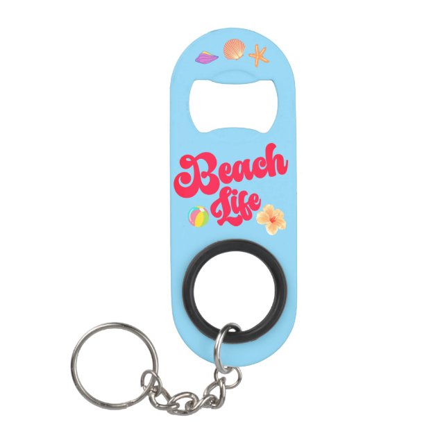 Porte-clé Décapsuleur Vie de plage amusante (Devant)