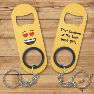 Porte-clé Décapsuleur Visage souriant aux yeux en forme de coeur
