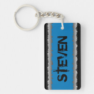 Porte - clé déchiqueté par gris personnalisable