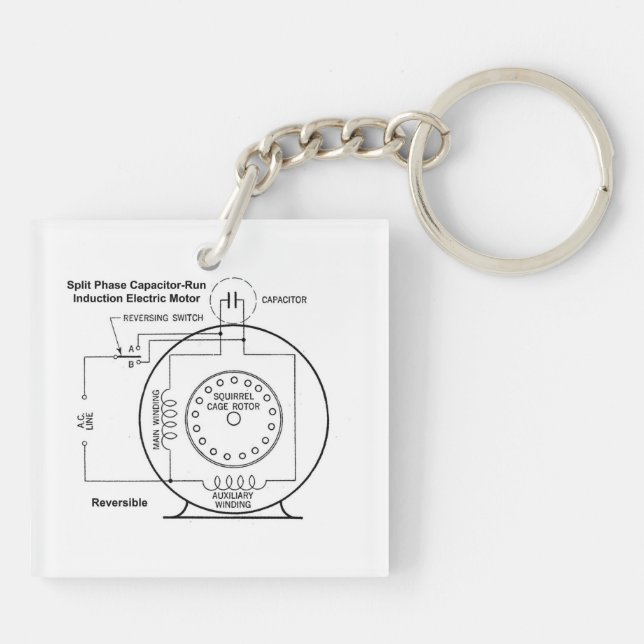 Porte - clé d'électricien avec Diagrammes de moteu (Dos)