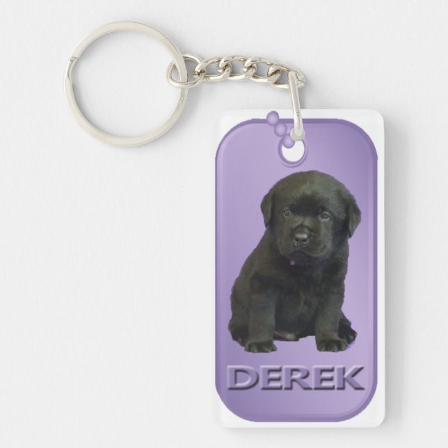 Porte - clé d'étiquette de chien de Derek (Devant)