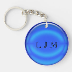 Porte - clé - Disque bleu avec initiales
