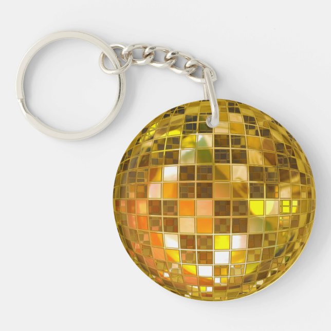 Porte - clé d'or de boule de disco (Devant)