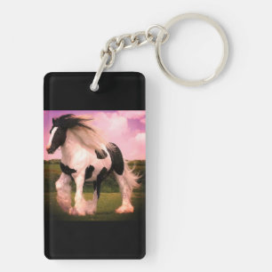 Porte - clé (double face) de cheval de rectangle