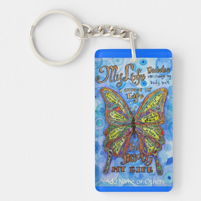 Porte - clé du diabète papillon arc-en-ciel (Art e (Devant)