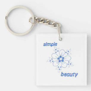 Porte - clé en acrylique minimaliste en ligne bleu