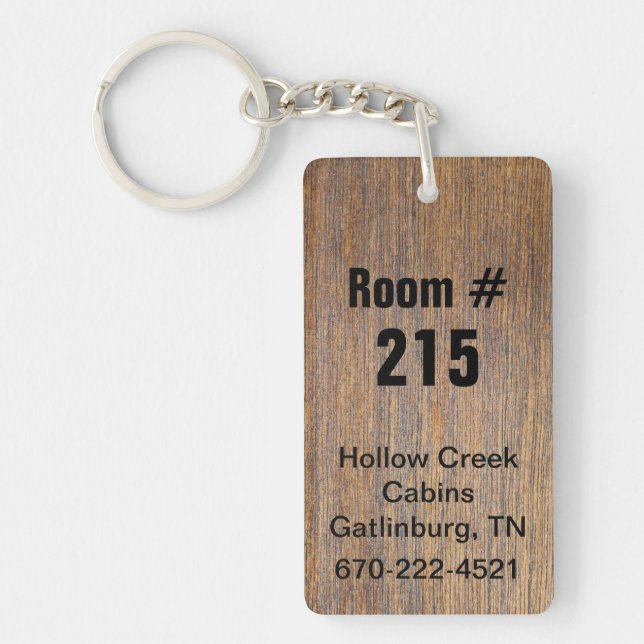 Porte - clé en bois rustique de nombre de chambre (Devant)