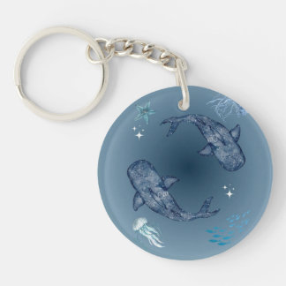"Porte - clé esthétique acrylique baleine"