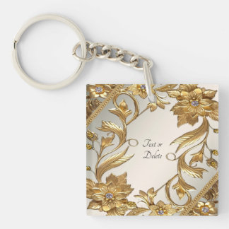 Porte - clé Floral Feuille Golden Wavy