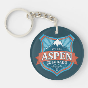 Porte - clé grunge turquoise de bouclier d'Aspen