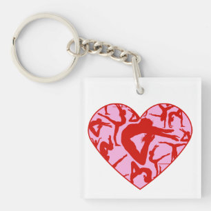 Porte - clé gymnastique 1,875" de coeur carré