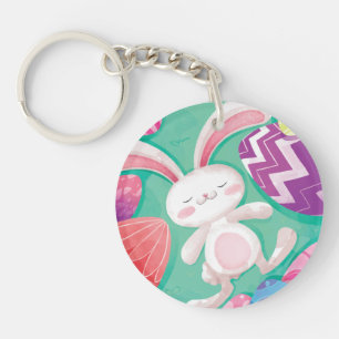 Porte - clé mignon de l'aquarelle de lapin de